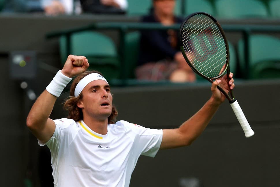 Stefanos Tsitsipas snapped his first-round hoodoo at Wimbledon 2022 when he ended Swiss qualifier Alexander Ritschard's first Tour-level match with a 7-6(1), 6-3, 5-7, 6-4 win. (Photo: Reuters)