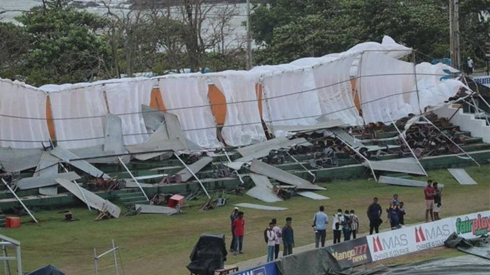 AUS vs SL 1st Test: Galle Stadium&#039;s stand falls off due to heavy rain, WATCH