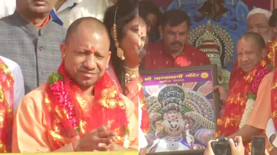 Yogi Adityanath performs Arti at Hyderabad&#039;s Bhagya Laxmi Temple - WATCH