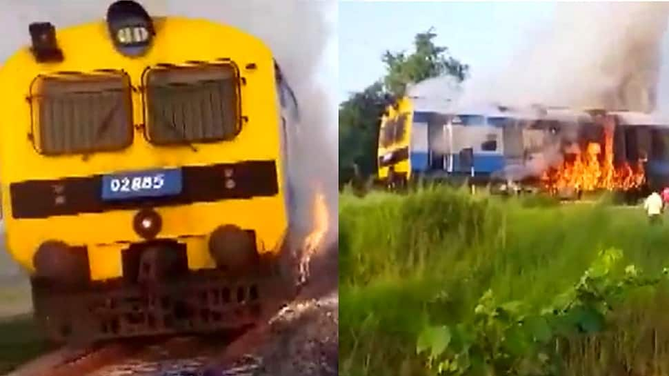 Bihar: Fire breaks out in DMU train engine near Bhelwa railway station - WATCH