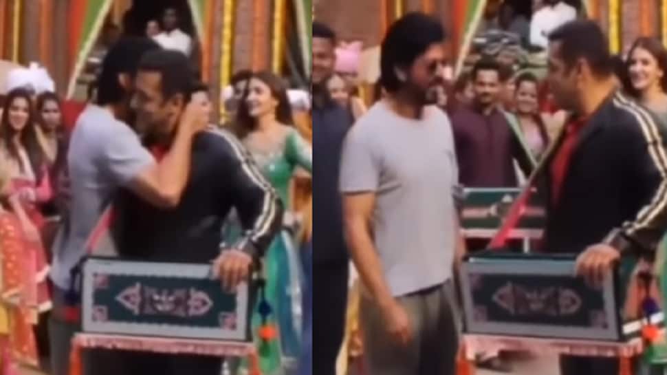 Shah Rukh hugs Salman on sets of &#039;Sultan,&#039; video goes VIRAL