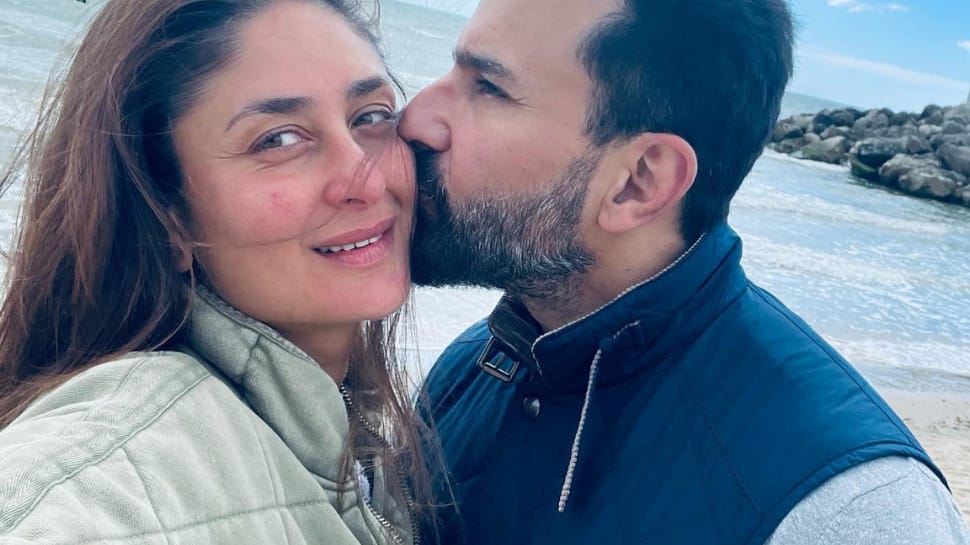 Kareena Kapoor gets a &#039;kiss of love&#039; from hubby Saif Ali Khan at English Channel: PICS