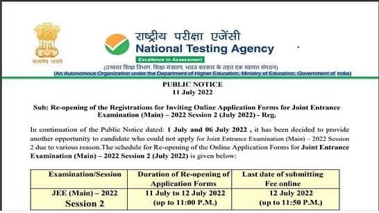 JEE MAIN 2022 BIG UPDATE! Registration for session 2 reopens at jeemain.nta.nic.in- Check new date and time here