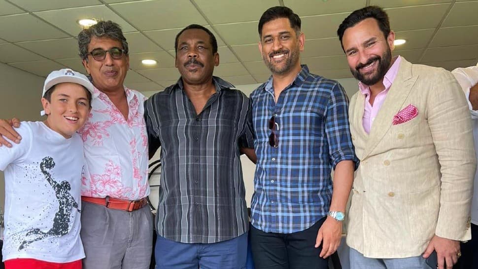 Saif Ali Khan meets West Indies legend Gordon Greenidge and MS Dhoni at the Oval, Kareena Kapoor Khan also watches 1st ODI, see pics