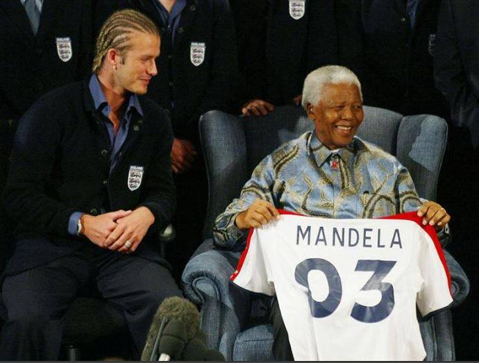 Nelson Mandela with David Beckham