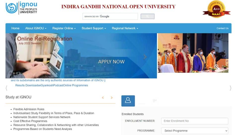 IGNOU Re-registration date extended for July 2022 session, check new DATE and other details here