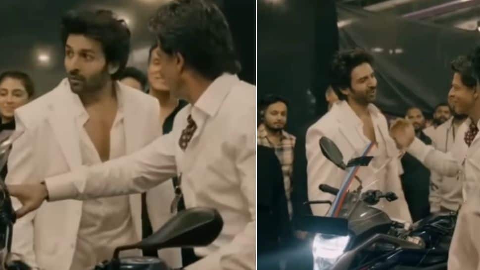 L’attore SRK e Kartik Aryan sono visti mentre provano una Honda CB500X: Guarda il video |  Notizie sull’auto
