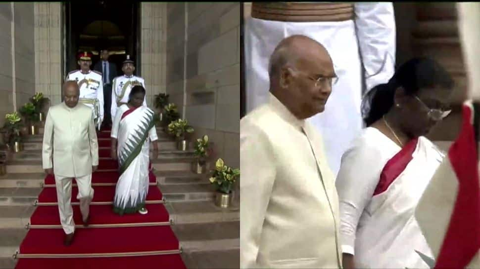 Murmu arrives at Parliament with outgoing President Kovind