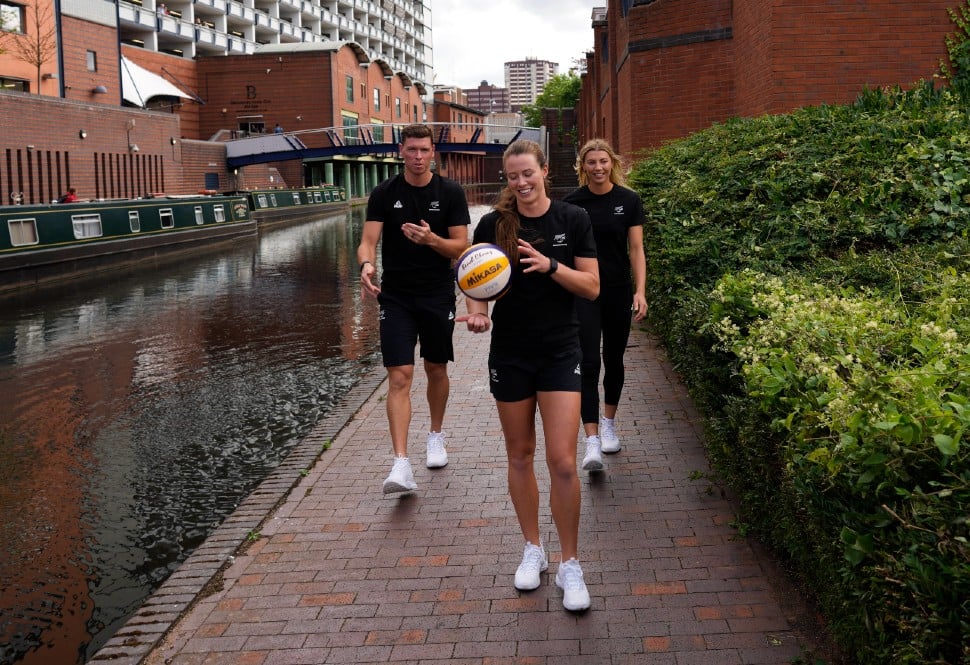 Members of New Zealand beach Volleyball team take a stroll in Birmingham ahead of Commonwealth Games 2022. 