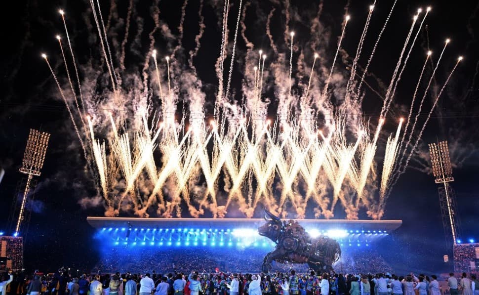 Fireworks at the Alexander Stadium in Birmingham during the Commonwealth Games 2022 opening ceremony. (Source: Twitter)