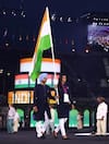 Indian flagbearers Manpreet Singh and PV Sindhu