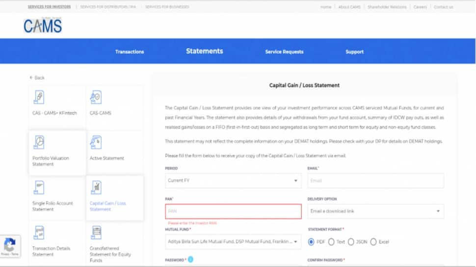 Capital Gain/Loss Statement