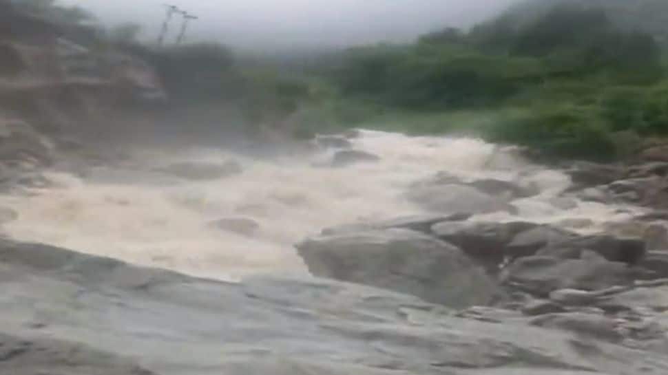Part of Badrinath NH-7 washed away, pilgrims stranded due to heavy rains in Uttarakhand - WATCH