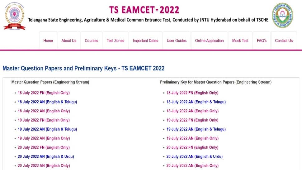TS EAMCET 2022 answer key for engineering stream released at eamcet.tsche.ac.in, direct link here