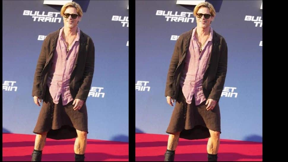 Brad Pitt reacts to his viral skirt pic from the &#039;Bullet Train&#039; Berlin premiere