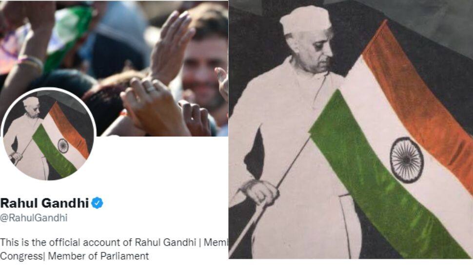 Rahul Gandhi, other top Congress leaders change profile pictures to Jawaharlal Nehru &#039;holding&#039; tricolour