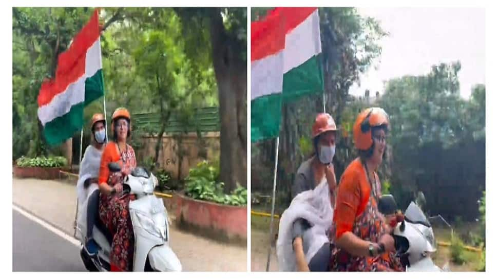 Tiranga Yatra: Smriti Irani rides a SCOOTY, leaves Bharti Pawar at her office - VIRAL VIDEO