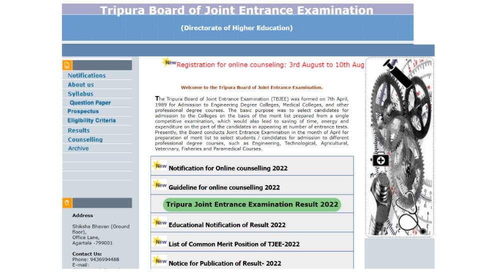 Tripura TJEE 2022 Counselling Registration begins at tbjee.nic.in- Check the list of documents required here