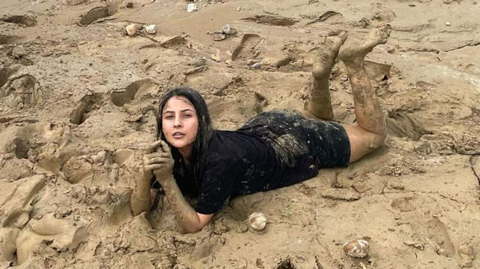 Shehnaaz Gill enjoys spa time, takes &#039;&#039;mud bath&#039;&#039; at construction site : PICS