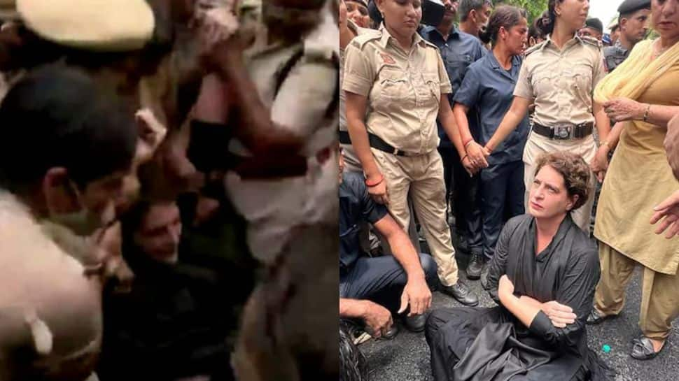 Priyanka Gandhi dragged by women cops, detained amid Congress protest In Delhi - WATCH