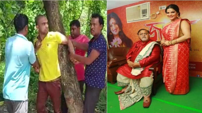 TMC leader’s son tied to tree, wife thrashed. Courtsey: Partha & Arpita