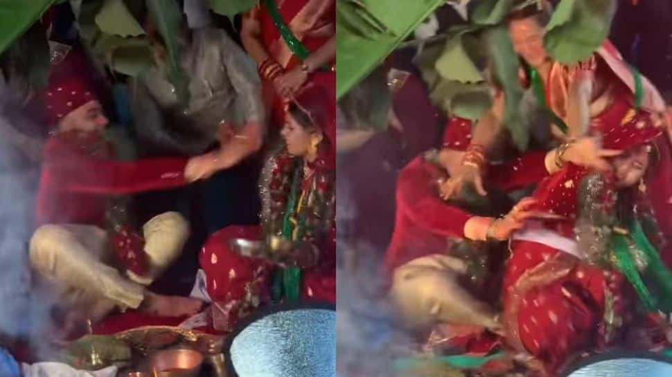 Viral Video: Bride and Groom fight like cats and dogs in mandap – WATCH