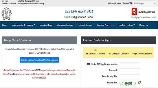 JEE Advanced 2022 registration begins jeeadv.ac.in- direct link to apply here