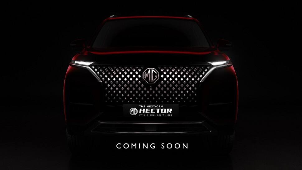 2022 MG Hector Facelift teased with Diamond Mesh Grille, to get India&#039;s-largest 14-inch screen