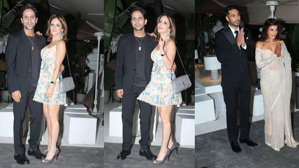 &#039;Hot couple&#039; Sussanne Khan and Arslan Goni walk hand-in-hand at Arjun Kanungo-Carla Dennis wedding reception - Watch