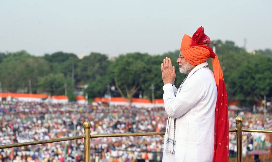 PM Narendra Modi at the ramparts of Red Fort on the occasion of 72nd Independence Day