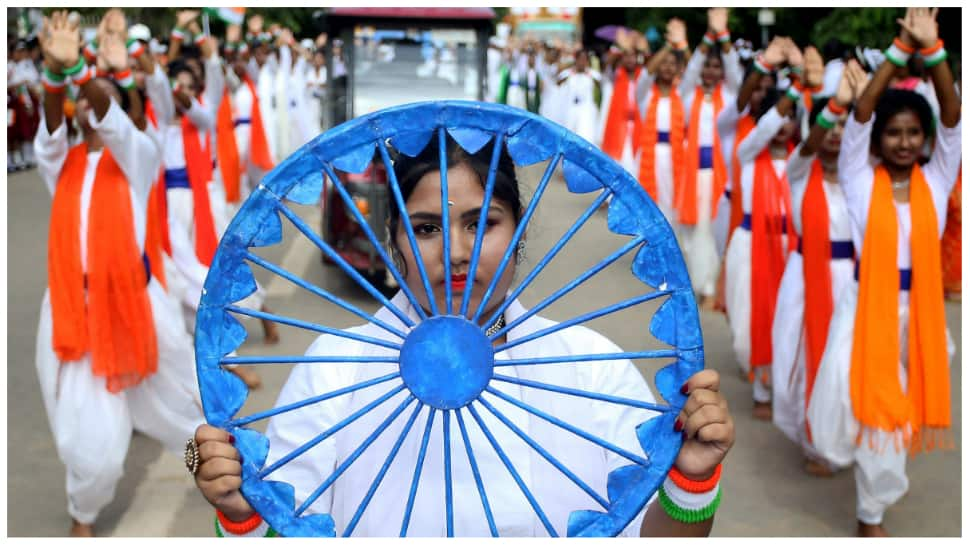 Students participate in a rally in Agartala