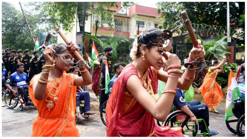 Students perform a traditional folk dance in Mumbai