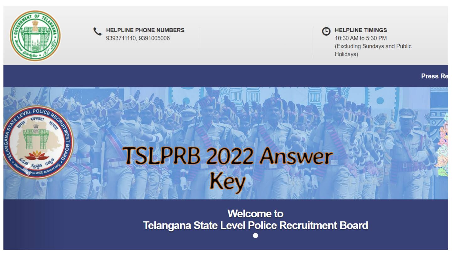 TSLPRB 2022 SI Answer Key last date to raise objection TODAY at tslprb.in- Check latest updates here