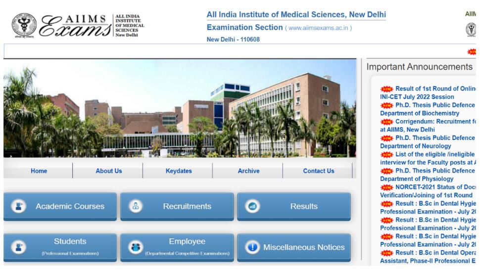 AIIMS INICET Counselling 2022 Seat Allotment result DECLARED at aiimsexams.ac.in- Direct link here | India News - Vimarsana News
