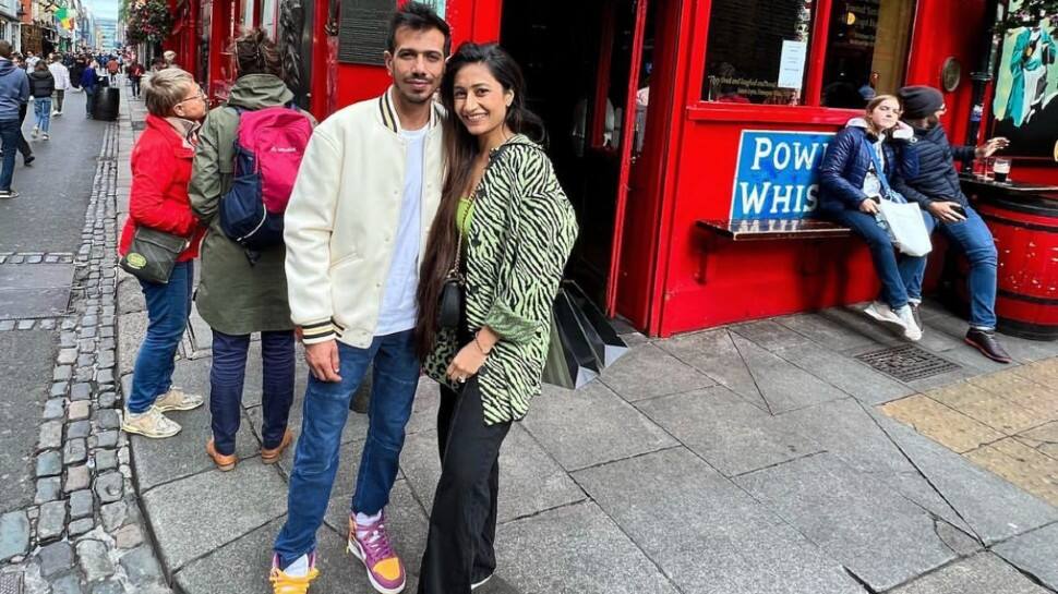 Team India and Rajasthan Royals leg-spinner Yuzvendra Chahal with his Bollywood choreographer wife Dhanashree Verma. (Source: Twitter)