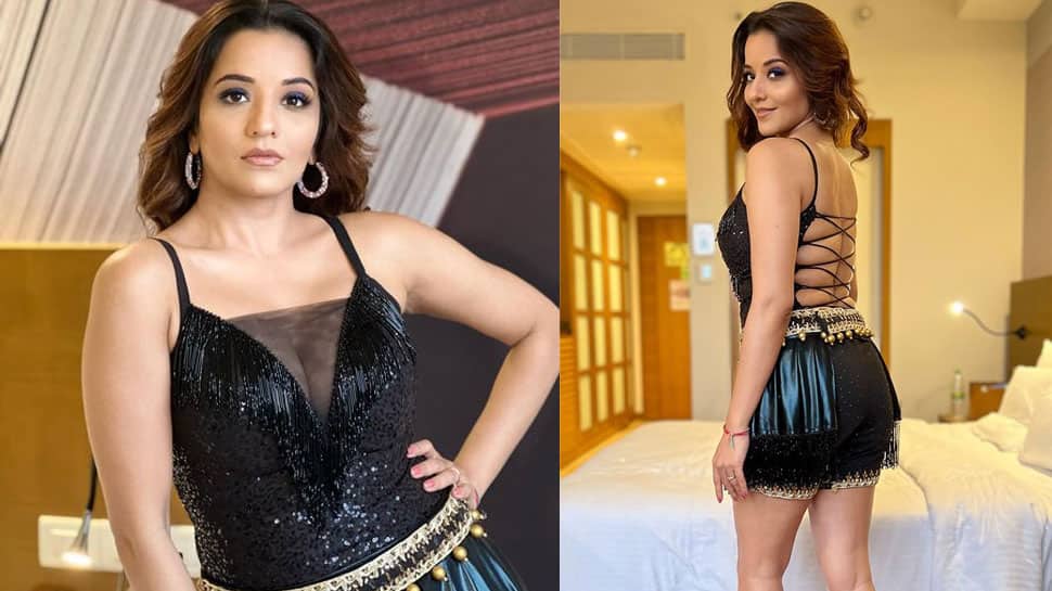 Bhojpuri actress and bong beauty Monalisa heats up Instagram in a see-through black nightwear with a long slit - PICS