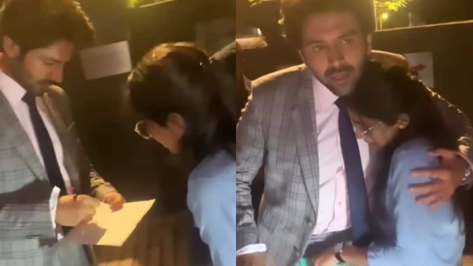 Kartik Aaryan hugs a fan as her &#039;dream comes true&#039; of meeting him- WATCH