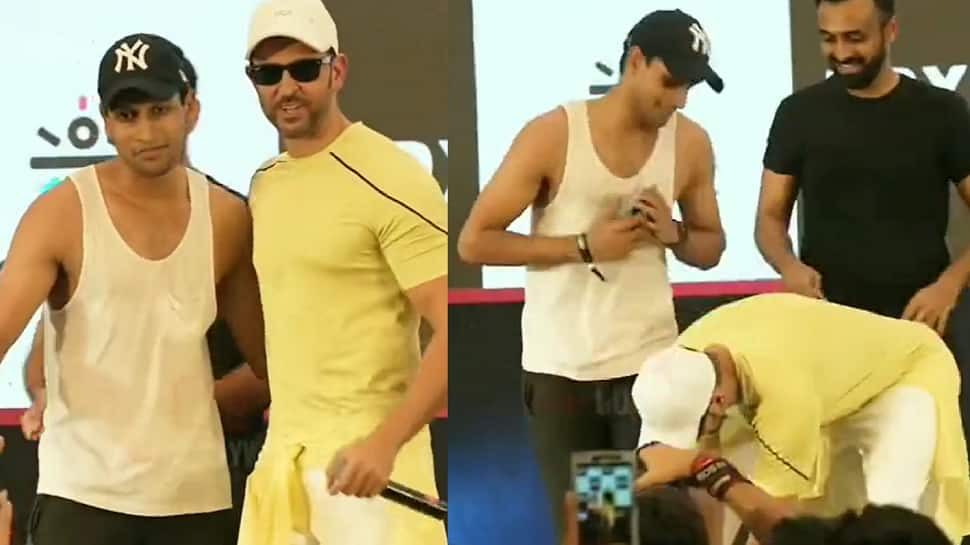 Hrithik Roshan touches fan&#039;s feet in viral video, netizens call him &#039;most humble&#039;- WATCH