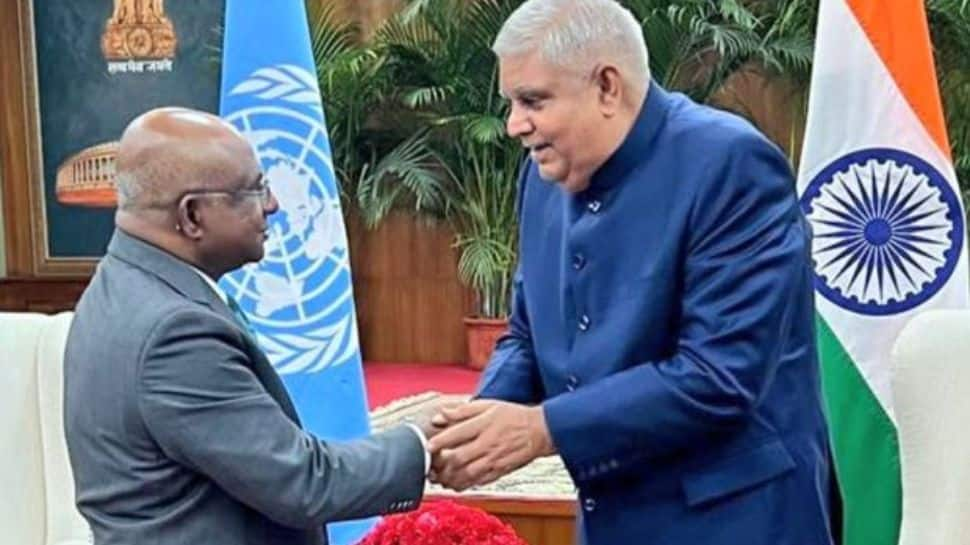 UNGA President meets Vice-President Dhankar, thanks India for strong support