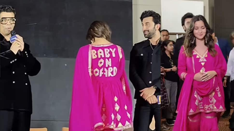 Mom-to-be Alia Bhatt&#039;s &#039;baby on board&#039; message on her pink gharara is cutesy - Watch