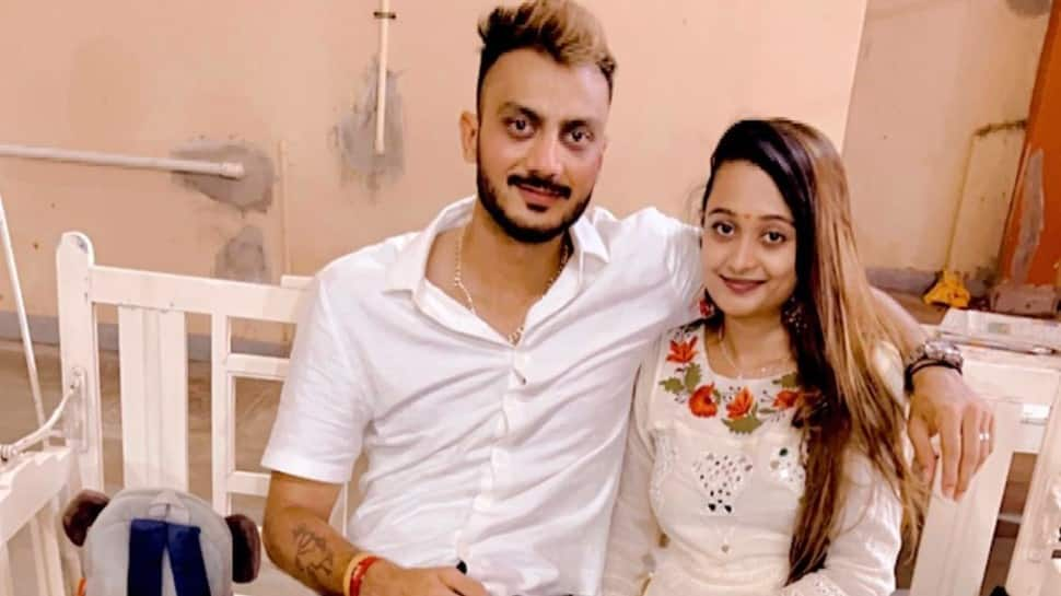 Team India all-rounder Axar Patel with his fiance Meha. Axar has been drafted into the Asia Cup 2022 squad to replace Ravindra Jadeja. He may make his Asia Cup debut against Pakistan on September 4. (Source: Instagram)