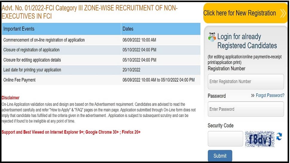 FCI Recruitment 2022: Apply for 5000 Non-Executive posts at fci.gov.in, direct link here