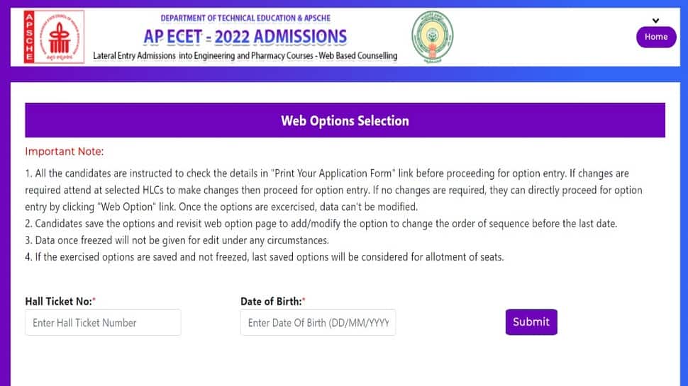 AP ECET 2022 web option entry begins on cets.sche.ap.gov.in, direct link here