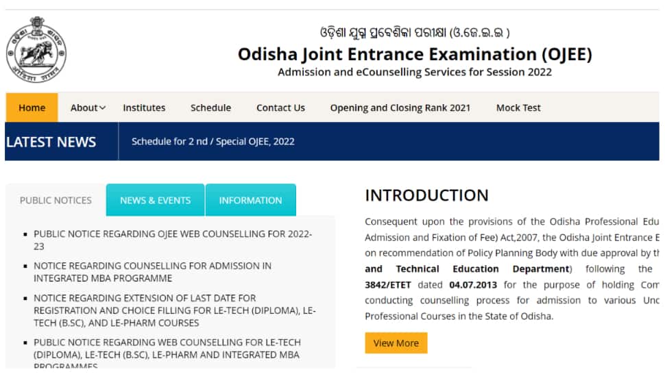 Odisha OJEE Counselling 2022 dates RELEASED for UG, PG courses at ojee.nic.in- Check latest updates here