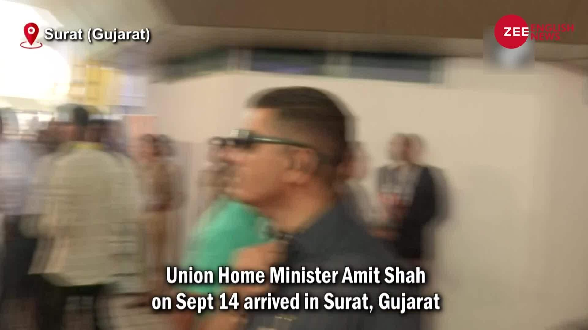 Amit Shah arrives in Surat, Gujarat to attend second allIndia official