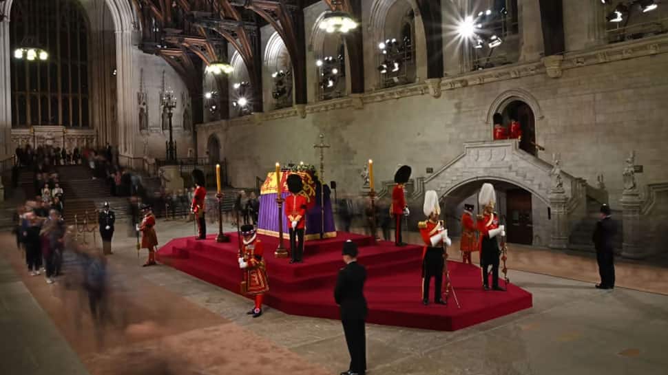 Royal Guard near Queen Elizabeth II&#039;s coffin FAINTS after standing motionless for hours - WATCH