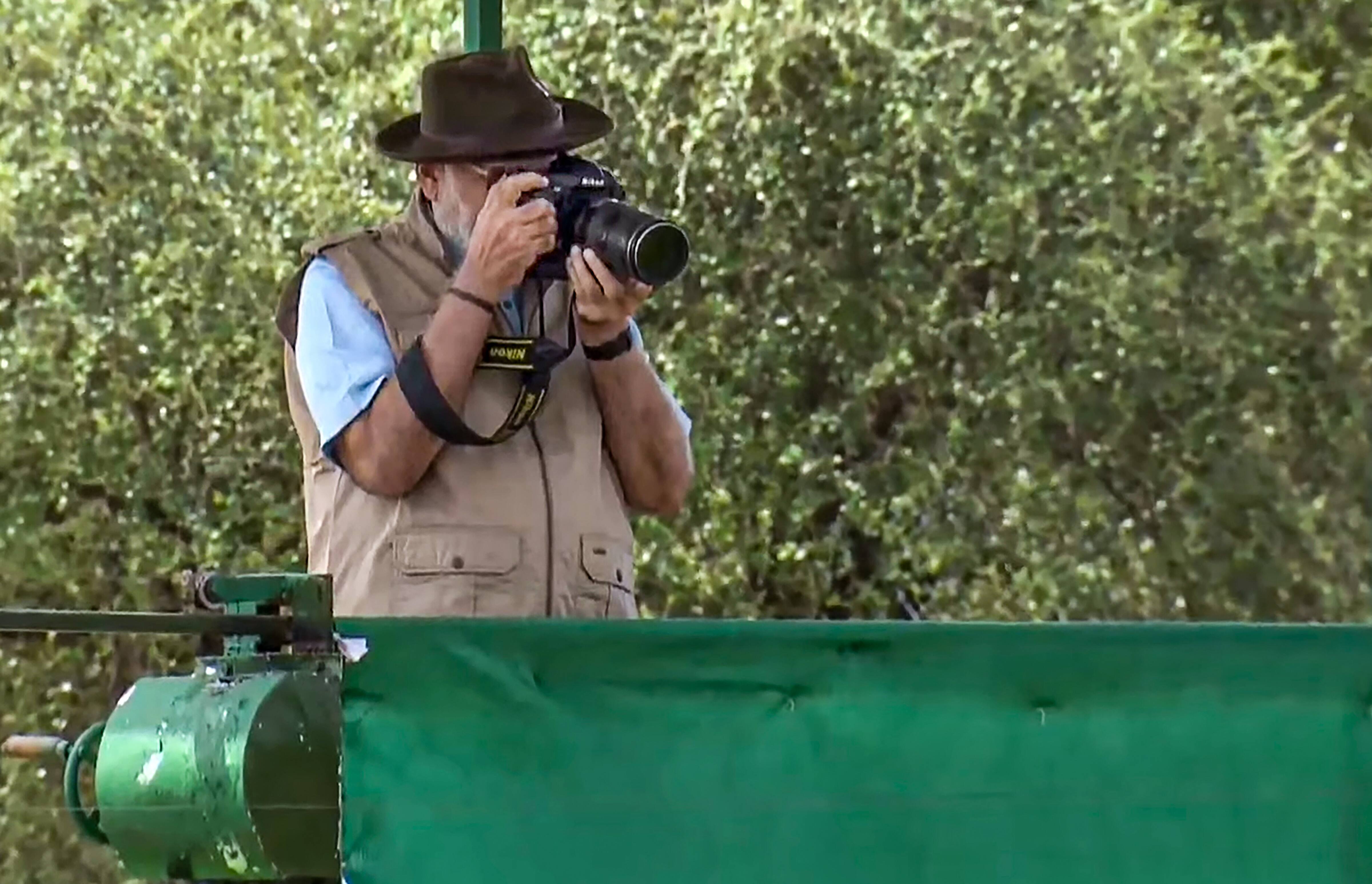 PM Narendra Modi clicking pictures of Cheetahs
