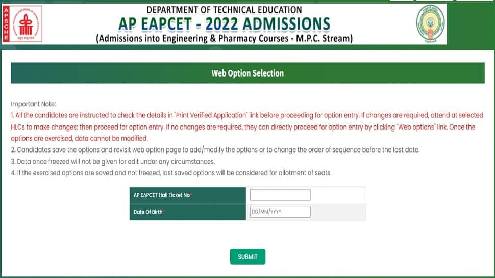 AP EAMCET Counselling 2022: Web option entry ends TODAY on cets.sche.ap.gov.in, direct link here