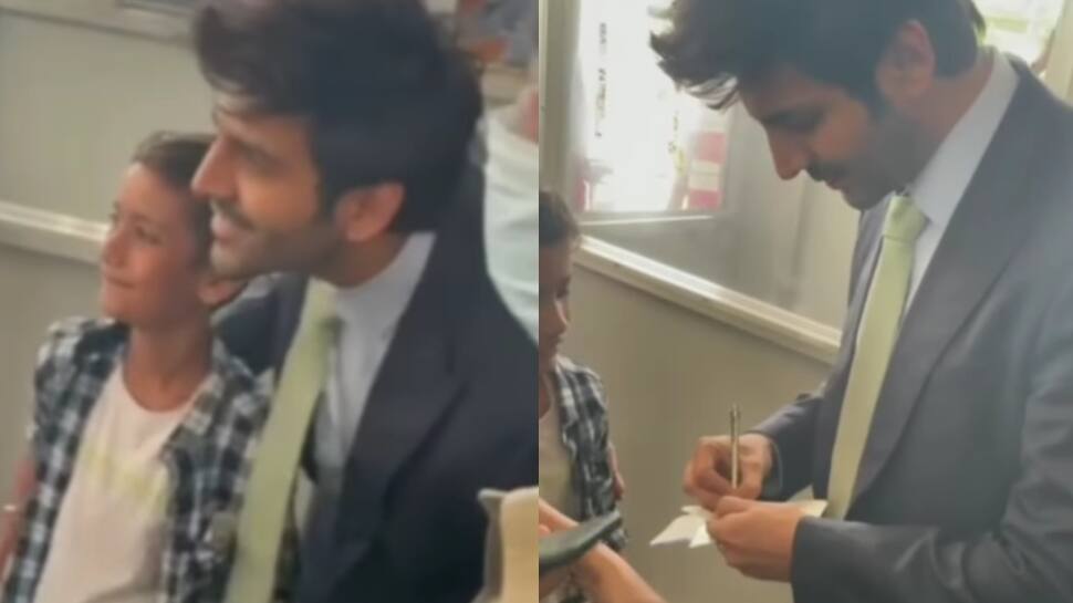 Kartik Aaryan obliges young fan with pic, autograph; kid cries as the actor fulfills his wish- WATCH