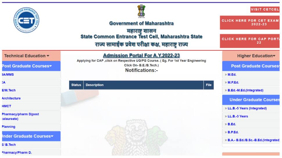 MHT CET Counselling 2022 portal launched, admissions begin SOON at cetcell.mahacet.org- Direct link here